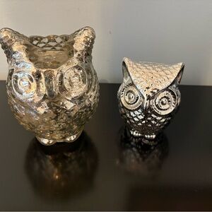Silver Owl Figurines Set